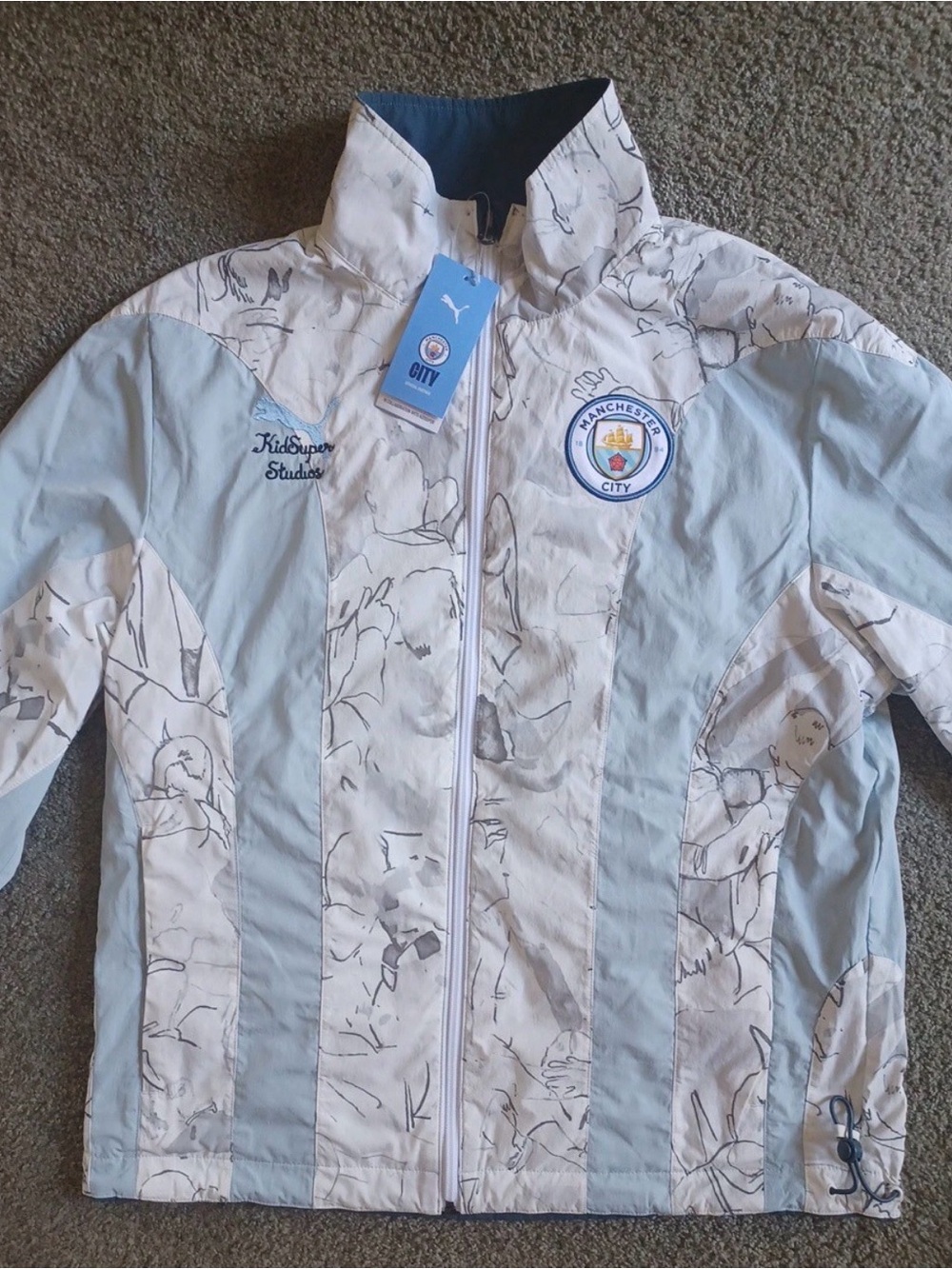 Puma x KIDSUPER Manchester City FC Reversible Soccer Windbreaker Men's S